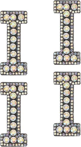 uxcell 10Pcs Iron on Letters Patches, Letter O Rhinestone Pearl Alphabet Applique English Letter Sew on Patch for DIY Clothing Hat Bag, Black in Saudi Arabia