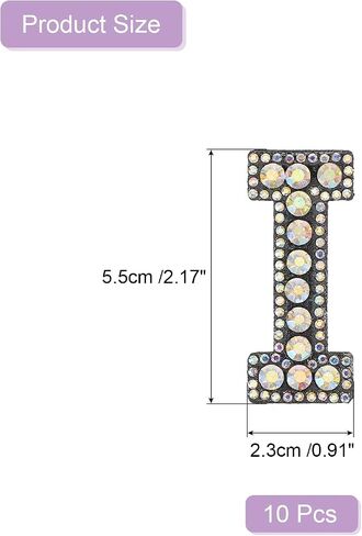 uxcell 10Pcs Iron on Letters Patches, Letter O Rhinestone Pearl Alphabet Applique English Letter Sew on Patch for DIY Clothing Hat Bag, Black in Saudi Arabia