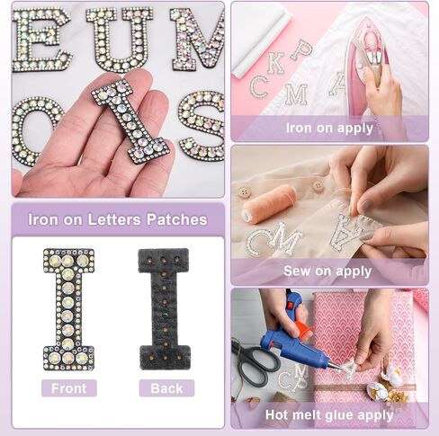 uxcell 10Pcs Iron on Letters Patches, Letter O Rhinestone Pearl Alphabet Applique English Letter Sew on Patch for DIY Clothing Hat Bag, Black in Saudi Arabia