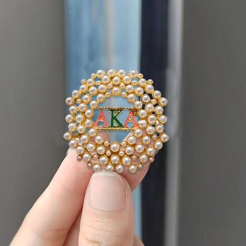 Rhinestone Greek Sorority Brooch Pin for Women,Dainty Paraphernalia Lapel Pin,AKA Sorority Gifts for Women,Pink Green Crystal Jewelry for Sisters Ladies Sparkling Dress Accessory in Kuwait