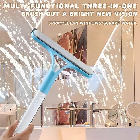 3 in 1 Window Cleaning Scraper,Window Squeegee with Sprayer for Glass,for Car, Kitchen Flooring and Tiles, etc. (White) in Saudi Arabia