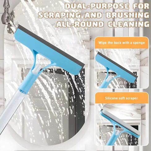 3 in 1 Window Cleaning Scraper,Window Squeegee with Sprayer for Glass,for Car, Kitchen Flooring and Tiles, etc. (White) in Saudi Arabia