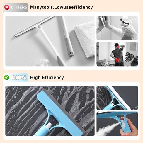 3 in 1 Window Cleaning Scraper,Window Squeegee with Sprayer for Glass,for Car, Kitchen Flooring and Tiles, etc. (White) in Saudi Arabia