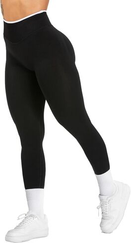 Women Butt Lifting Leggings Seamless Tummy Control Gym Leggings Contrast Color Yoga Pants in Kuwait