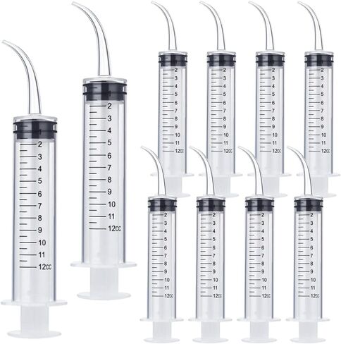 Generic PACK OF 10, 12CC Irrigation Dental Syringes with Measure Scale & Curved Tip for Dental Care Liquid Oral Tonsil Stone, Clear in Saudi Arabia