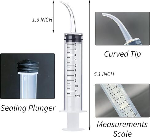 Generic PACK OF 10, 12CC Irrigation Dental Syringes with Measure Scale & Curved Tip for Dental Care Liquid Oral Tonsil Stone, Clear in Saudi Arabia