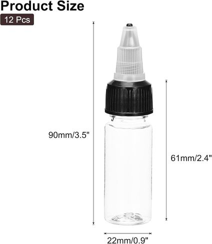 MECCANIXITY 12Pcs 0.5oz/15ml Squeeze Bottles, Clear Dispensing Bottles with Twist Cap Lids, Plastic Squirt Bottle for Ketchup, Mustard,and Crafts in Saudi Arabia