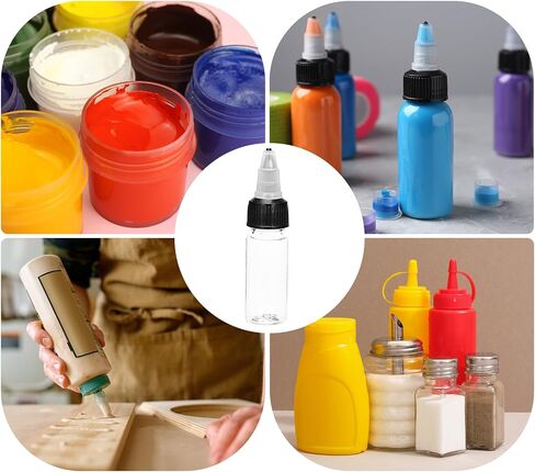 MECCANIXITY 12Pcs 0.5oz/15ml Squeeze Bottles, Clear Dispensing Bottles with Twist Cap Lids, Plastic Squirt Bottle for Ketchup, Mustard,and Crafts in Saudi Arabia