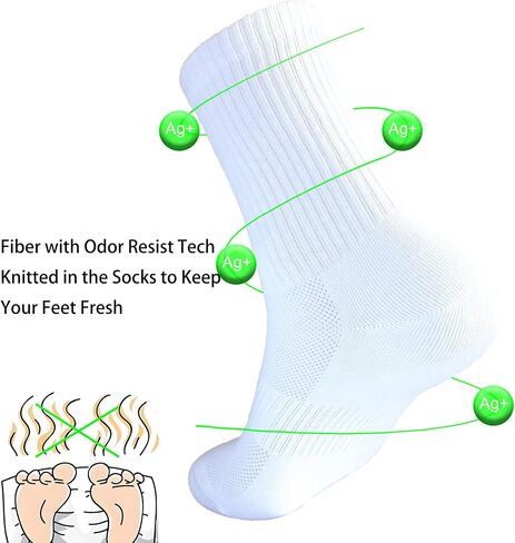 Womens Anti Odor Blister Resistant Seamless Breathable Cotton Crew Running Hiking Dress Socks,Size 6-10 in Kuwait