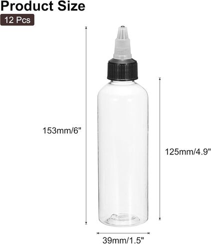 Meccanixity 12pcs 0.5oz/15ml زجاجات الضغط ، وزجاجات توزيع واضحة مع أغطية غطاء تويست ، زجاجة بخ من الكاتشب ، الخردل ، والحرف اليدوية in Saudi Arabia