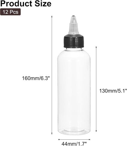 MECCANIXITY 12Pcs 0.5oz/15ml Squeeze Bottles, Clear Dispensing Bottles with Twist Cap Lids, Plastic Squirt Bottle for Ketchup, Mustard,and Crafts in Saudi Arabia