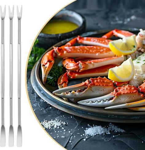 Stainless Steel Seafood Tools - 8 Piece Set, Lobster & Crab Picks, Oyster & Escargot Forks, Silver Crab Picking Tools for Kitchen & Picnic in Saudi Arabia
