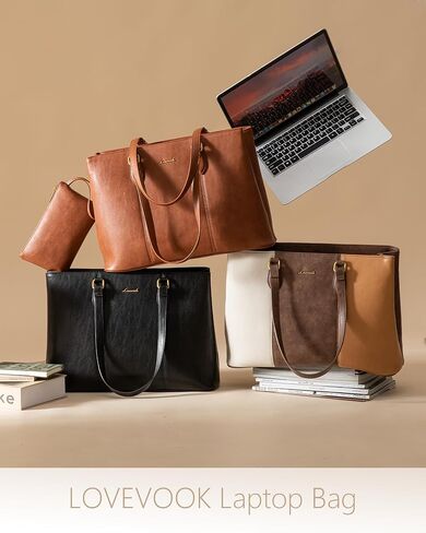 LOVEVOOK Laptop Tote Bag for Women,Leather Computer Tote Bag Purse for Work in Saudi Arabia
