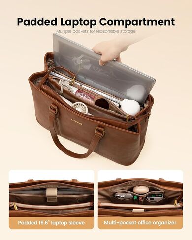 LOVEVOOK Laptop Tote Bag for Women,Leather Computer Tote Bag Purse for Work in Saudi Arabia