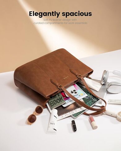 LOVEVOOK Laptop Tote Bag for Women,Leather Computer Tote Bag Purse for Work in Saudi Arabia