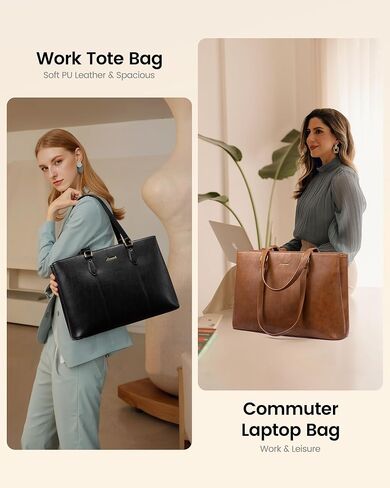 LOVEVOOK Laptop Tote Bag for Women,Leather Computer Tote Bag Purse for Work in Saudi Arabia