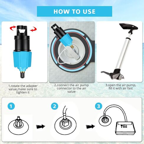 Honoson 2 Pieces Inflatable SUP Pump Adaptor with 4 Air Valve Converter, Multifunction SUP Valve Adapter Air Valve Nozzles Compressor Air Valve Converter for Inflatable Boat Stand Up Paddle Board in Saudi Arabia