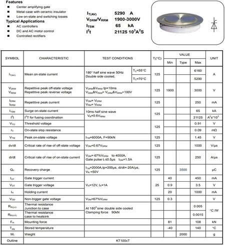 Y100KPH KP4000A2000V KP4000A Thyristor(KP4000A2800V) in Saudi Arabia