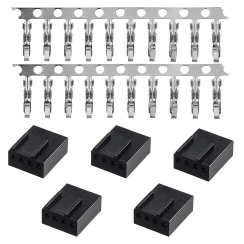 5PCS 4 Pin Fan Connector 4-Pin Pc Fan Connector Kit Plastic Shell Computer Case Cooling Fanes Plug Interface + 20PCS Terminal Crimp Pins for Desktop in Saudi Arabia
