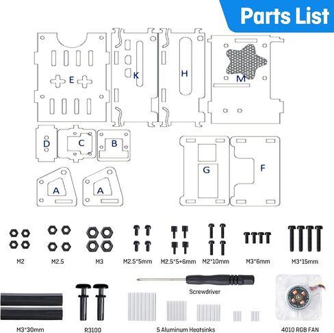 Raspberry Pi 5 Acrylic case مع المروحة ، مجموعة برودة مع مروحة تبريد 40 مم PWM RGB ، 5pcs أحواض الحرارة الألومنيوم ، قوس قابلة للتعديل في حالة الكاميرا RPI 5 ، متوافقة مع شاشة 3.5 بوصة. （الأزرق） in Kuwait
