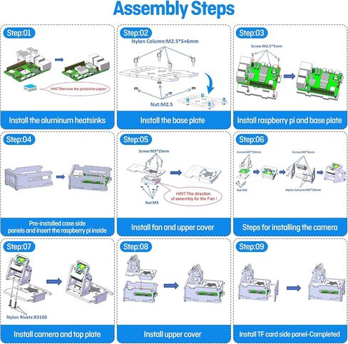 Raspberry Pi 5 Acrylic case مع المروحة ، مجموعة برودة مع مروحة تبريد 40 مم PWM RGB ، 5pcs أحواض الحرارة الألومنيوم ، قوس قابلة للتعديل في حالة الكاميرا RPI 5 ، متوافقة مع شاشة 3.5 بوصة. （الأزرق） in Kuwait