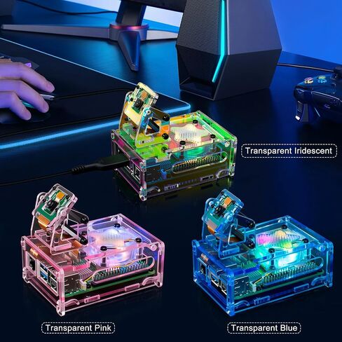 Raspberry Pi 5 Acrylic case مع المروحة ، مجموعة برودة مع مروحة تبريد 40 مم PWM RGB ، 5pcs أحواض الحرارة الألومنيوم ، قوس قابلة للتعديل في حالة الكاميرا RPI 5 ، متوافقة مع شاشة 3.5 بوصة. （الأزرق） in Kuwait