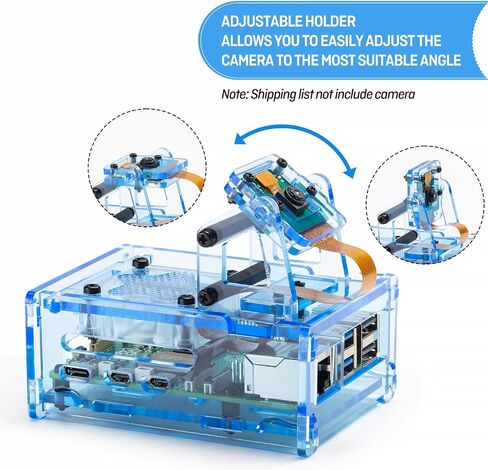 Raspberry Pi 5 Acrylic case مع المروحة ، مجموعة برودة مع مروحة تبريد 40 مم PWM RGB ، 5pcs أحواض الحرارة الألومنيوم ، قوس قابلة للتعديل في حالة الكاميرا RPI 5 ، متوافقة مع شاشة 3.5 بوصة. （الأزرق） in Kuwait