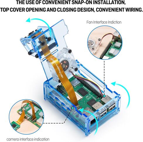 Raspberry Pi 5 Acrylic case مع المروحة ، مجموعة برودة مع مروحة تبريد 40 مم PWM RGB ، 5pcs أحواض الحرارة الألومنيوم ، قوس قابلة للتعديل في حالة الكاميرا RPI 5 ، متوافقة مع شاشة 3.5 بوصة. （الأزرق） in Kuwait