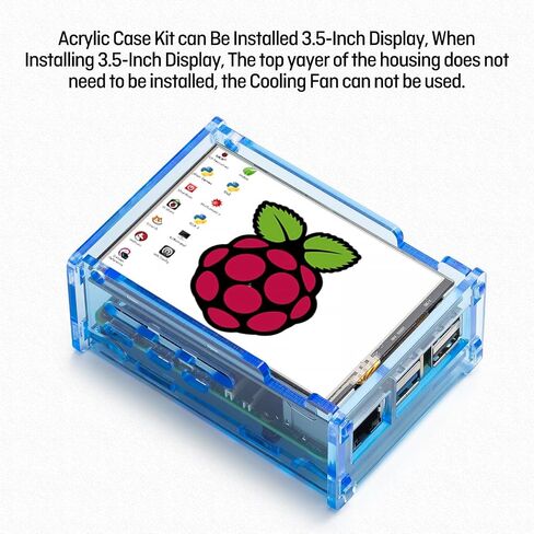 Raspberry Pi 5 Acrylic case مع المروحة ، مجموعة برودة مع مروحة تبريد 40 مم PWM RGB ، 5pcs أحواض الحرارة الألومنيوم ، قوس قابلة للتعديل في حالة الكاميرا RPI 5 ، متوافقة مع شاشة 3.5 بوصة. （الأزرق） in Kuwait