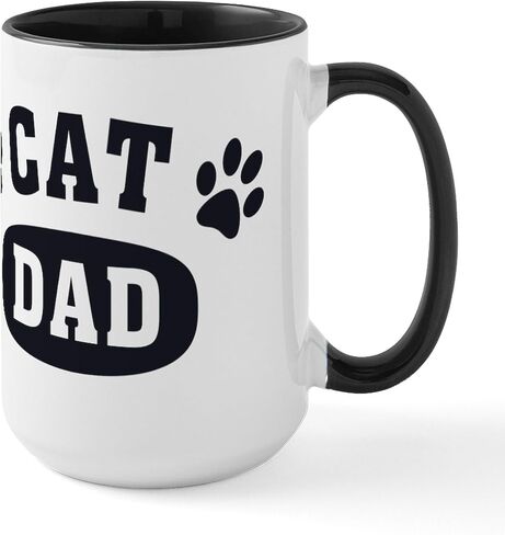 CafePress Cat Dad [B/W] Large Mug 15 oz (444 ml) Ceramic Coffee Mug in Saudi Arabia