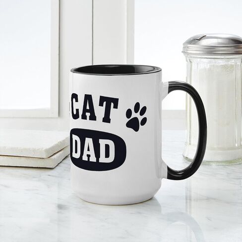 CafePress Cat Dad [B/W] Large Mug 15 oz (444 ml) Ceramic Coffee Mug in Saudi Arabia