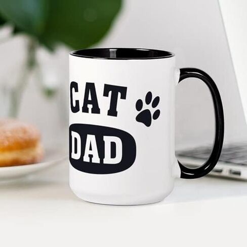 CafePress Cat Dad [B/W] Large Mug 15 oz (444 ml) Ceramic Coffee Mug in Saudi Arabia