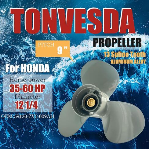 OEM Upgrade Aluminum Outboard Boat Propeller for Honda Engines 12 1/4x9 11 5/8x11 13 Spline Tooth 35/40/45/50/55/60 HP,RH in Saudi Arabia