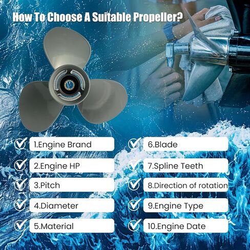 OEM Upgrade Aluminum Outboard Boat Propeller for Honda Engines 12 1/4x9 11 5/8x11 13 Spline Tooth 35/40/45/50/55/60 HP,RH in Saudi Arabia