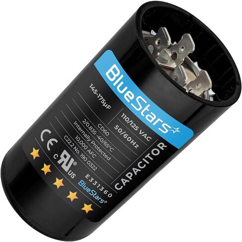BlueStars Ultra Durable 145-175 uf MFD 50/60 Hz 110-125 VAC Volts Round Start Capacitor - Universal Fit for AC Condenser Fan and Electric Motor Applications - Pack of 1 in Saudi Arabia