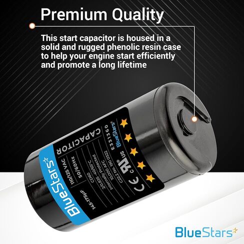 BlueStars Ultra Durable 145-175 uf MFD 50/60 Hz 110-125 VAC Volts Round Start Capacitor - Universal Fit for AC Condenser Fan and Electric Motor Applications - Pack of 1 in Saudi Arabia