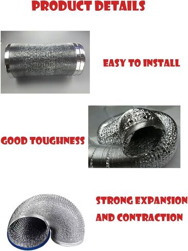 Flexible Ducting Hose Ø 80/100/110/120/150/160/170/180/200mm Cooker Hoods and Ventilation (Color : 5m, Size : 150mm)(3m,160mm) in Saudi Arabia