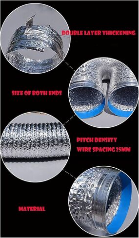 Flexible Ducting Hose Ø 80/100/110/120/150/160/170/180/200mm Cooker Hoods and Ventilation (Color : 5m, Size : 150mm)(3m,160mm) in Saudi Arabia