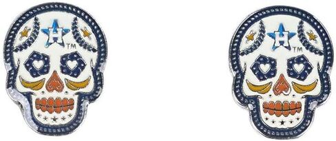 MLB Houston Astros Sugar Skull Sports Team Logo Post Silver Tone Earring Set in Saudi Arabia