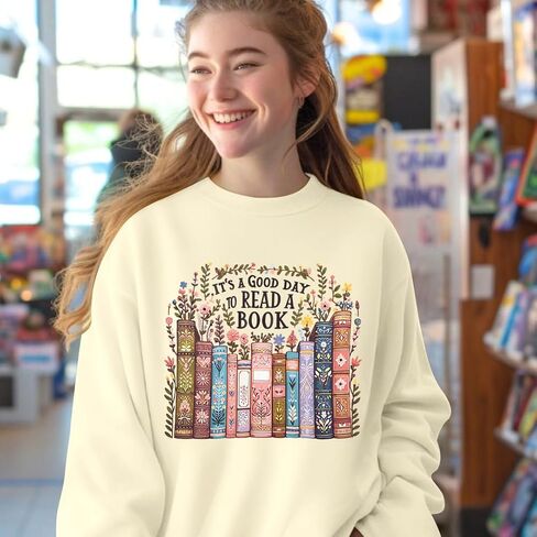 MNLYBABY First Day of School Teacher Sweatshirts: Women It’s a Good Day to Read a Book Oversized Shirt Reading Lover Tops in Saudi Arabia