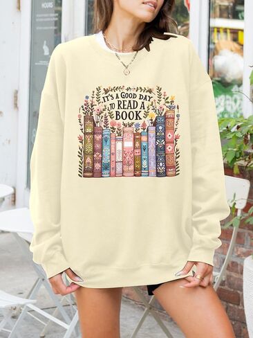 MNLYBABY First Day of School Teacher Sweatshirts: Women It’s a Good Day to Read a Book Oversized Shirt Reading Lover Tops in Saudi Arabia