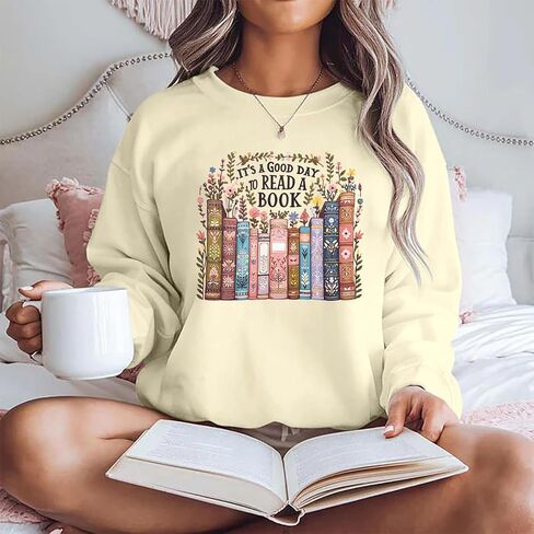 MNLYBABY First Day of School Teacher Sweatshirts: Women It’s a Good Day to Read a Book Oversized Shirt Reading Lover Tops in Saudi Arabia