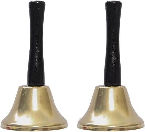 GSHLLO 2 Pcs Metal Hand Bells with Wooden Handle Loud Ringing Bells Small Christmas Handbells Hand Held Service Bells Decorative Wedding Bells Dinner Calling Bell Silver in Saudi Arabia