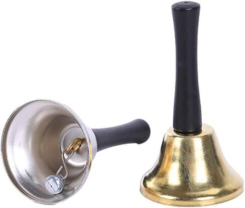 GSHLLO 2 Pcs Metal Hand Bells with Wooden Handle Loud Ringing Bells Small Christmas Handbells Hand Held Service Bells Decorative Wedding Bells Dinner Calling Bell Silver in Saudi Arabia
