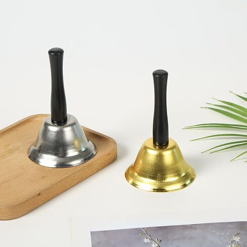 GSHLLO 2 Pcs Metal Hand Bells with Wooden Handle Loud Ringing Bells Small Christmas Handbells Hand Held Service Bells Decorative Wedding Bells Dinner Calling Bell Silver in Saudi Arabia