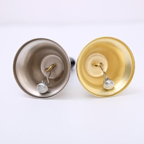 GSHLLO 2 Pcs Metal Hand Bells with Wooden Handle Loud Ringing Bells Small Christmas Handbells Hand Held Service Bells Decorative Wedding Bells Dinner Calling Bell Silver in Saudi Arabia