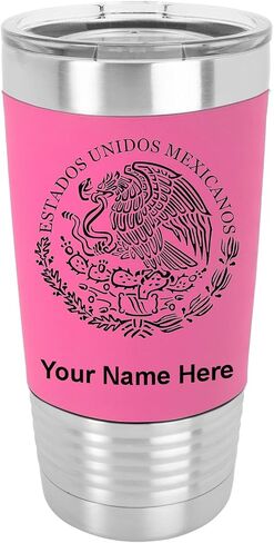 LaserGram 20oz Vacuum Insulated Tumbler Mug, Flag of Mexico, Personalized Engraving Included (Silicone Grip, Black) in Saudi Arabia
