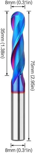 R3.175 رأس الكرة 8mm 1/4 شانك 1pcs تنغستن فولاذ بتات الأزرق قطع كربيد المغلفة بت (6.35x6.35x28.5mm) in Saudi Arabia