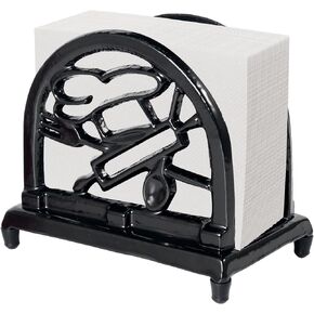 JOGREFUL Napkin Holder for Table, Cast Iron Kitchen Vintage Napkin Dispenser for Dining Table/Bathroom/Hotel/Office/Restaurant, Heavy-Duty Guest Paper Towel Organizer, Classic Style, Black in Saudi Arabia