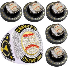 12 PCS Baseball Ring Softball Championship Ring Sport Ball Trophy Award مع سلسلة رقبة العرض والوقوف في البطولة أو فائز بطل الدوري in Saudi Arabia
